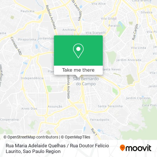 Mapa Rua Maria Adelaide Quelhas / Rua Doutor Felício Laurito