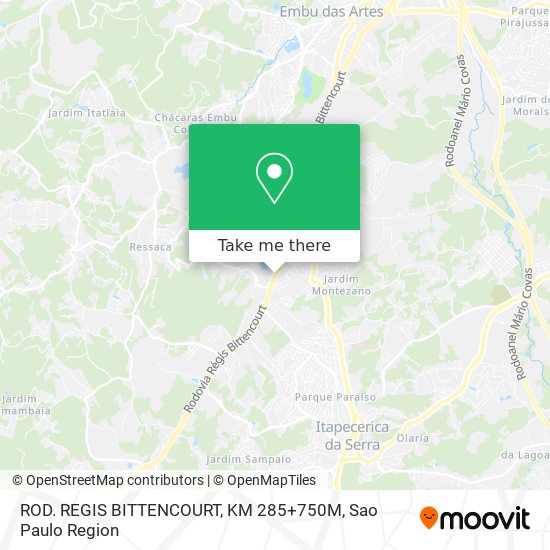 ROD. REGIS BITTENCOURT, KM 285+750M map