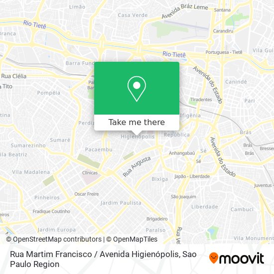 Mapa Rua Martim Francisco / Avenida Higienópolis