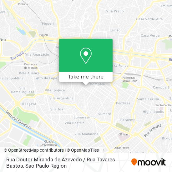 Mapa Rua Doutor Miranda de Azevedo / Rua Tavares Bastos
