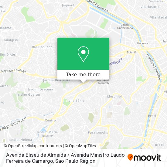 Mapa Avenida Eliseu de Almeida / Avenida Ministro Laudo Ferreira de Camargo