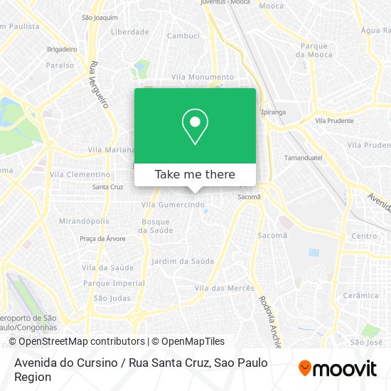 Mapa Avenida do Cursino / Rua Santa Cruz