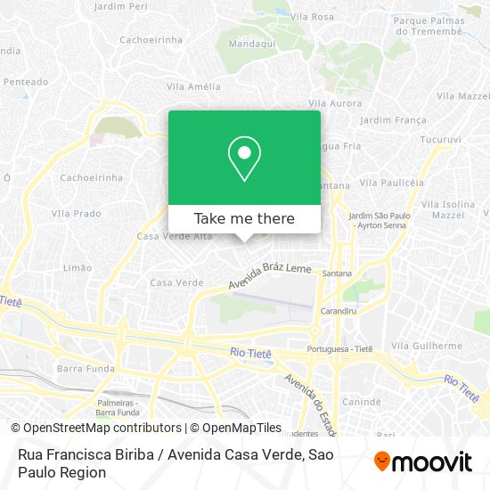 Mapa Rua Francisca Biriba / Avenida Casa Verde