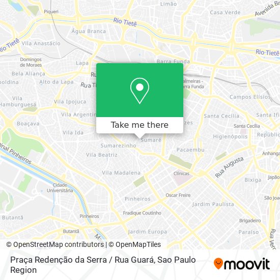 Mapa Praça Redenção da Serra / Rua Guará