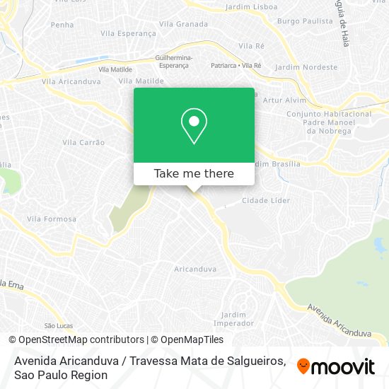 Mapa Avenida Aricanduva / Travessa Mata de Salgueiros