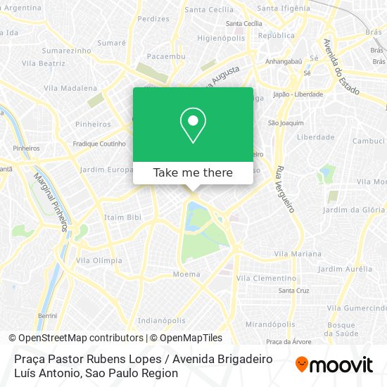 Praça Pastor Rubens Lopes / Avenida Brigadeiro Luís Antonio map