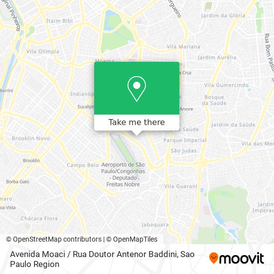 Avenida Moaci / Rua Doutor Antenor Baddini map