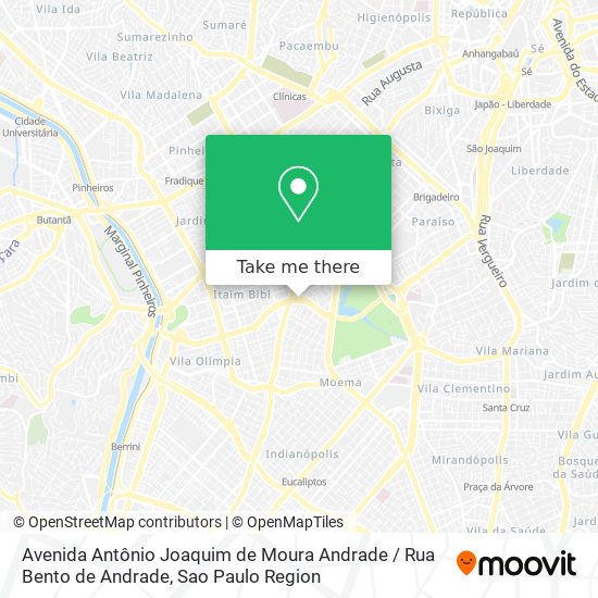 Mapa Avenida Antônio Joaquim de Moura Andrade / Rua Bento de Andrade