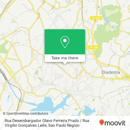 Mapa Rua Desembargador Olavo Ferreira Prado / Rua Virgílio Gonçalves Leite