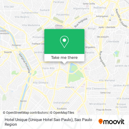 Mapa Hotel Unique (Unique Hotel Sao Paulo)