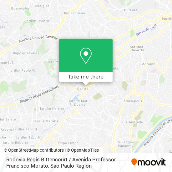 Mapa Rodovia Régis Bittencourt / Avenida Professor Francisco Morato