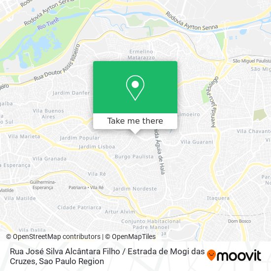 Mapa Rua José Silva Alcântara Filho / Estrada de Mogi das Cruzes
