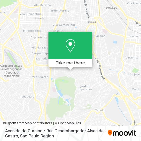 Mapa Avenida do Cursino / Rua Desembargador Alves de Castro