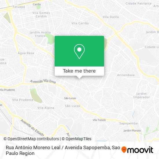 Rua Antônio Moreno Leal / Avenida Sapopemba map