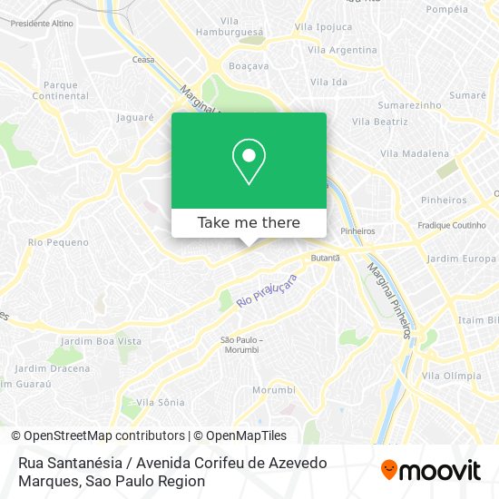 Mapa Rua Santanésia / Avenida Corifeu de Azevedo Marques