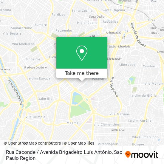 Mapa Rua Caconde / Avenida Brigadeiro Luís Antônio