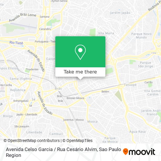 Mapa Avenida Celso Garcia / Rua Cesário Alvim