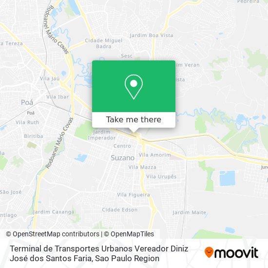 Mapa Terminal de Transportes Urbanos Vereador Diniz José dos Santos Faria