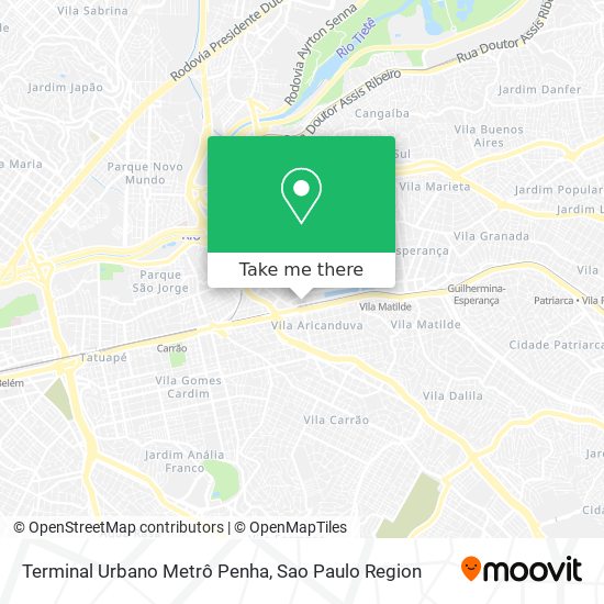 Terminal Urbano Metrô Penha map