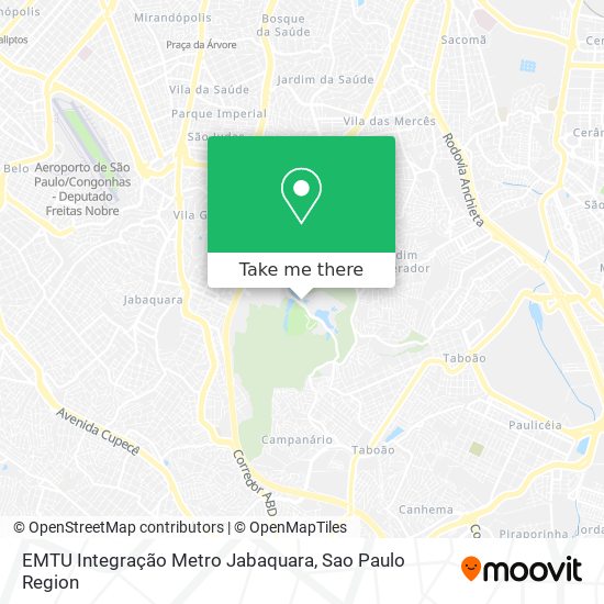 Mapa EMTU Integração Metro Jabaquara