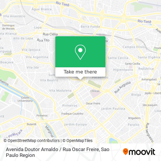 Mapa Avenida Doutor Arnaldo / Rua Oscar Freire