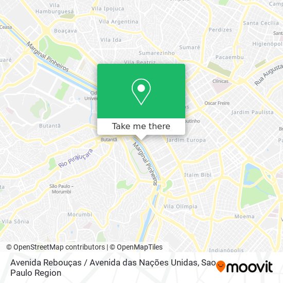 Mapa Avenida Rebouças / Avenida das Nações Unidas