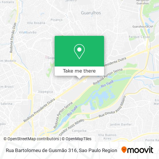 Mapa Rua Bartolomeu de Gusmão 316