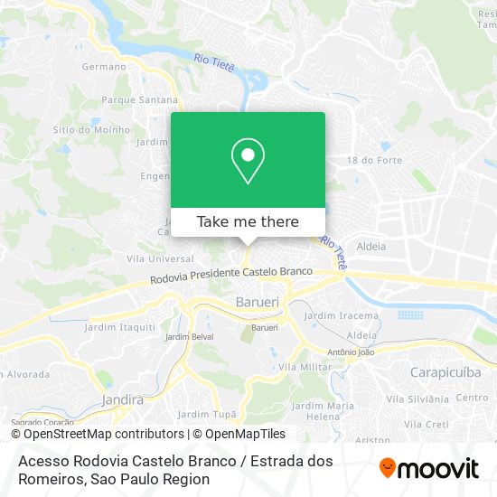 Acesso Rodovia Castelo Branco / Estrada dos Romeiros map