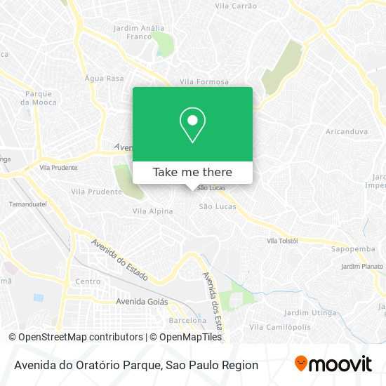 Mapa Avenida do Oratório Parque