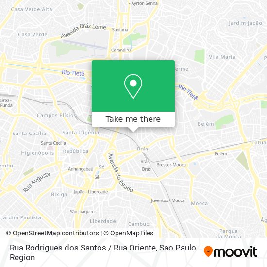 Mapa Rua Rodrigues dos Santos / Rua Oriente