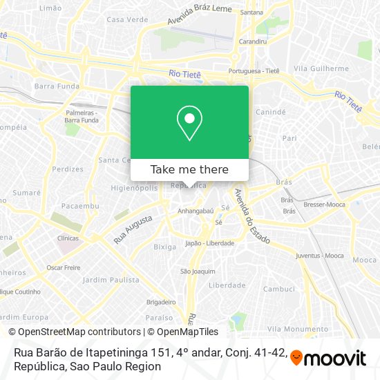 Rua Barão de Itapetininga 151, 4º andar, Conj. 41-42, República map