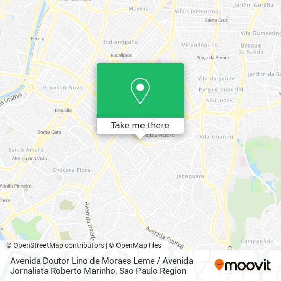 Mapa Avenida Doutor Lino de Moraes Leme / Avenida Jornalista Roberto Marinho