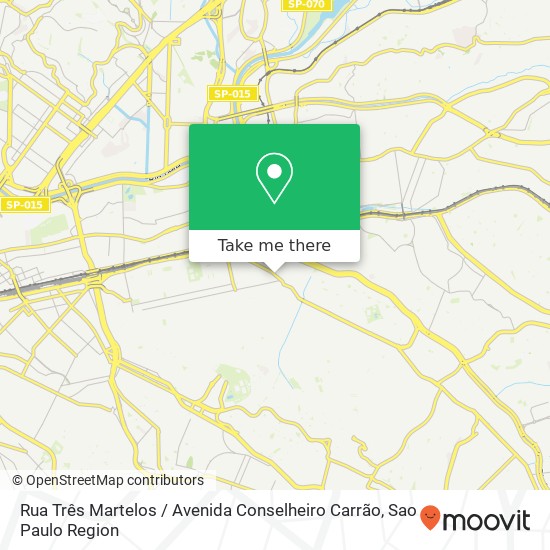 Rua Três Martelos / Avenida Conselheiro Carrão map