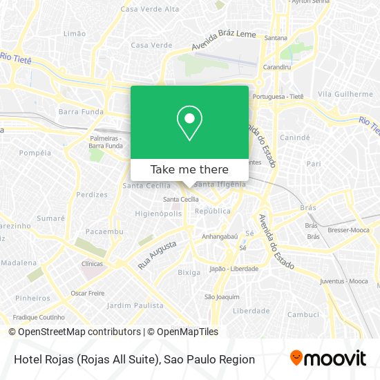 How to get to Hotel Rojas (Rojas All Suite) in Santa Cecília by Bus, Metro  or Train?