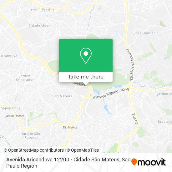 Mapa Avenida Aricanduva 12200 - Cidade São Mateus