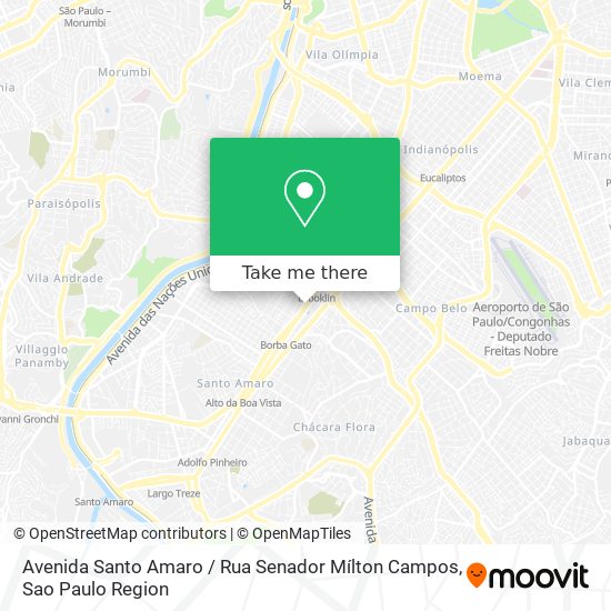 Mapa Avenida Santo Amaro / Rua Senador Mílton Campos