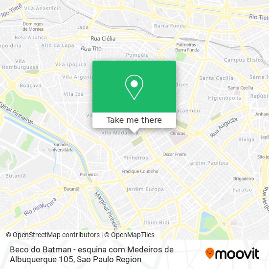 Mapa Beco do Batman - esquina com Medeiros de Albuquerque 105