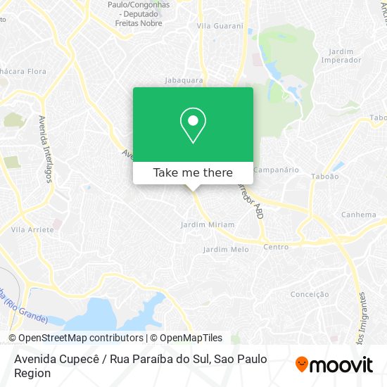 Mapa Avenida Cupecê / Rua Paraíba do Sul