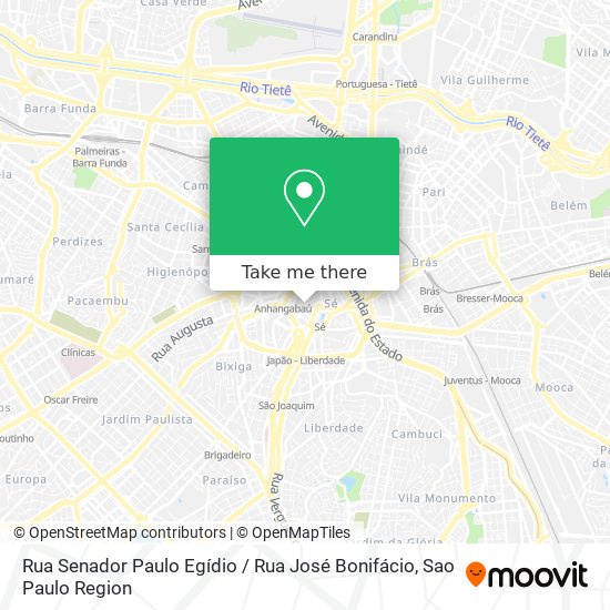 Mapa Rua Senador Paulo Egídio / Rua José Bonifácio