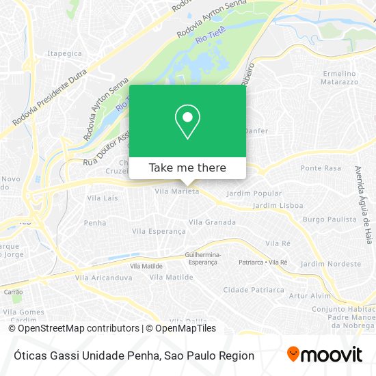 Óticas Gassi Unidade Penha map