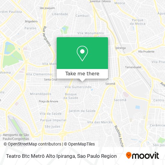 Mapa Teatro Btc Metrô Alto Ipiranga