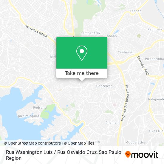 Mapa Rua Washington Luís / Rua Osvaldo Cruz