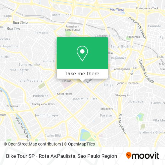 Mapa Bike Tour SP - Rota Av.Paulista