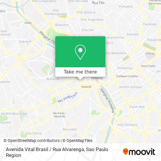 Mapa Avenida Vital Brasil / Rua Alvarenga