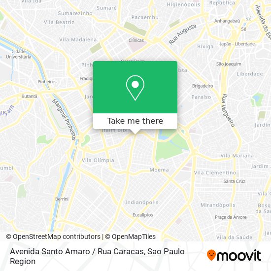 Mapa Avenida Santo Amaro / Rua Caracas