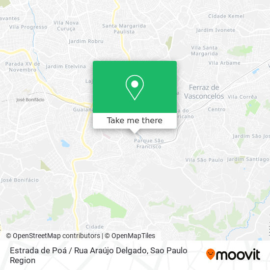 Mapa Estrada de Poá / Rua Araújo Delgado