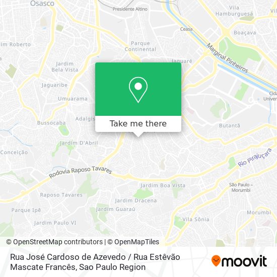 Mapa Rua José Cardoso de Azevedo / Rua Estêvão Mascate Francês