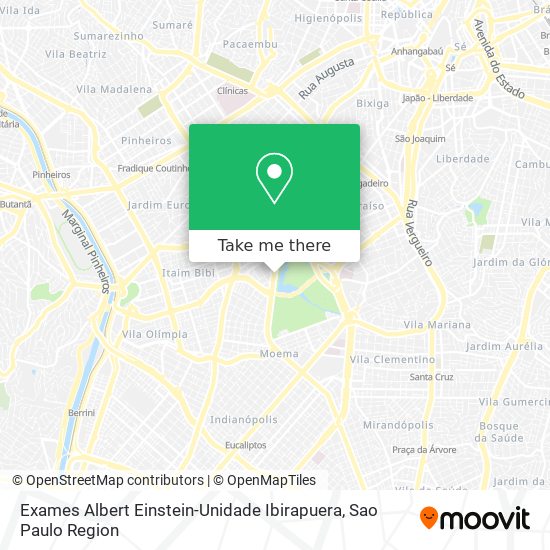 Mapa Exames Albert Einstein-Unidade Ibirapuera