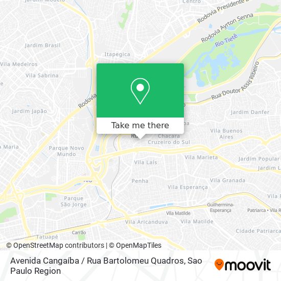 Avenida Cangaíba / Rua Bartolomeu Quadros map