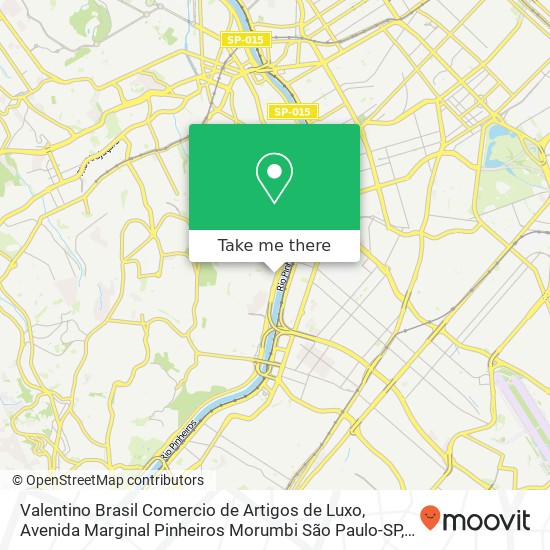 Mapa Valentino Brasil Comercio de Artigos de Luxo, Avenida Marginal Pinheiros Morumbi São Paulo-SP